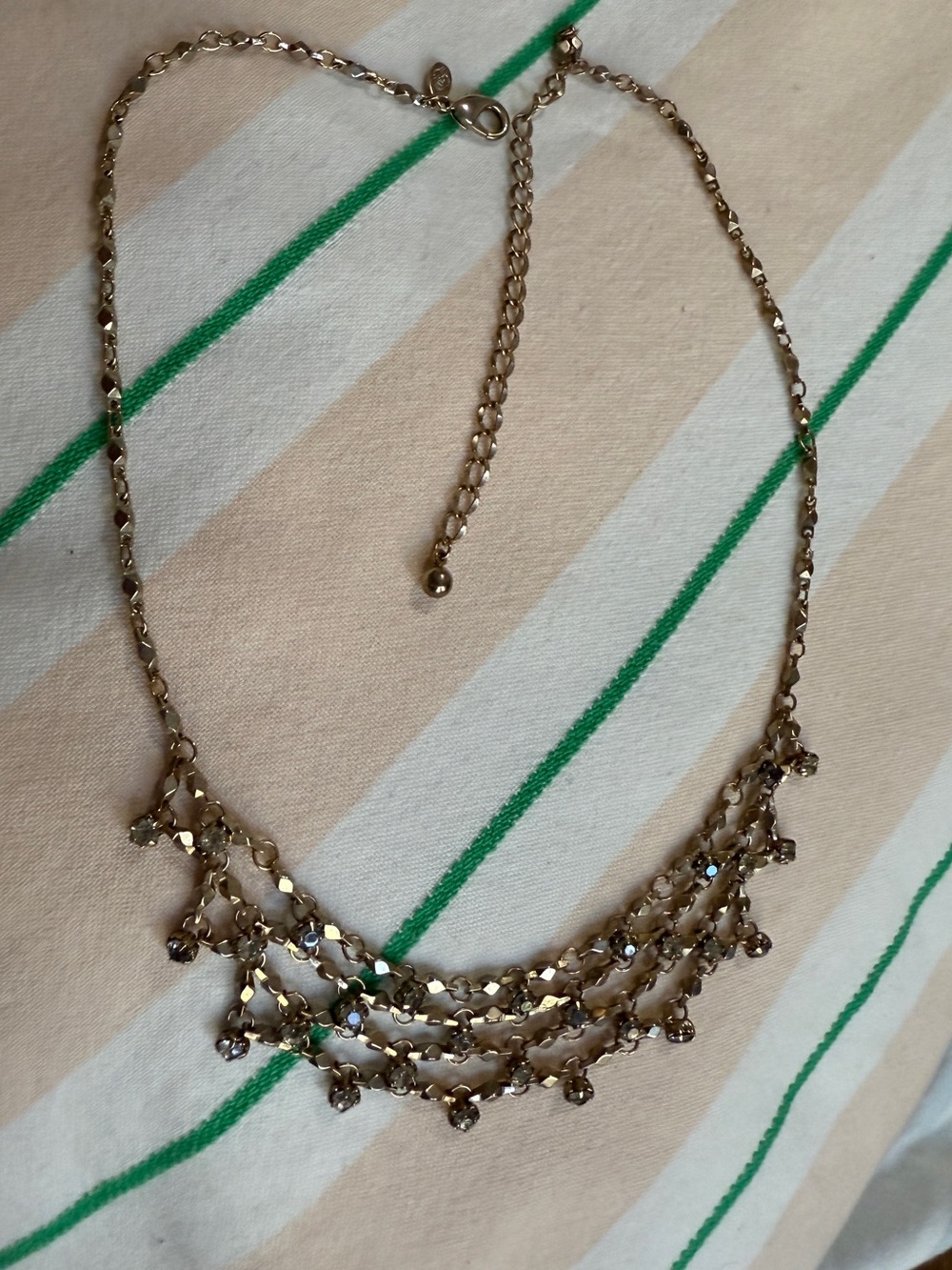 Y2K Premiere Designs Goldtone Rhinestones Bib Net Necklace